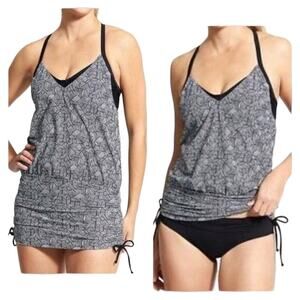 NWT Athleta Laguna Side Scrunch Tankini Top Swim Dress Convertible UPF 50 32D/DD